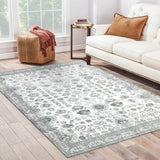 Garvee Ultra-Thin Washable Rug 5x7 Non-Slip Rug Indoor Medallion Distressed Floor Carpet for Living Room Bedroom Oriental Floral Throw Carpet Non-Shedding Foldable Low Pile Floor Cover Grey - Gray