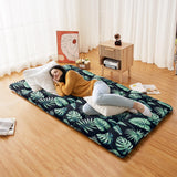 Garvee Japanese Futon Mattress, Twin Size Futon Floor Mattress Japanese Style Floral Pattern Mattress for Floor, Tatami Mat, Sleeping Mattress Pad for Camping Travel, Green Leaf - Green Leaf-Black