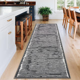 Garvee Runner Rug 2x6 Modern Stripe Carpet for Hallway Black Gray, Soft Non Slip Low Pile Machine Washable - Black Gray