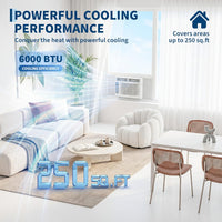 Garvee 6000btu Window Air Conditioner Units, Fast Cooling 250 Sq.ft. 115V Air Conditioner Window Unit with Remote Controlled, App Controlled, 50db Low Noise,Small Ac Unit for Room Quick Installation