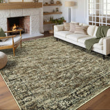 Garvee Washable Rugs 10x13 Vintage Distressed Area Rug for Living Room Bedroom Dining Room, 10'x13', Green - Green
