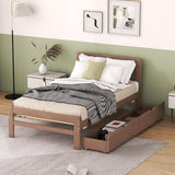 Garvee Twin Size Platform Bed Frame With 2 Drawers, Rubberwood Support Legs, No Box Spring Needed, White, Boys & Girls Bedroom