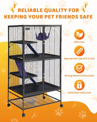 Garvee Metal Cat Cage 64 Inch Tall Multi-Level Ferret Cage for Small Animals Indoor Outdoor Playpen with Hammock Detachable Metal Wire Kennel for Cats Chinchilla Rabbit Guinea Pigs