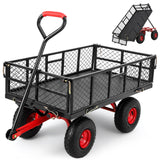 Garvee 880lbs Steel Heavy-Duty Dump Cart with Removable Mesh Sides, 180° Handle & 10" Wheels for Garden Farm Yard Utility Transport - 