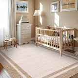 Garvee Washable Rug 8x10 Non Slip Foldable Low Pile Carpet Beige for Modern Living Room Bedroom, Beige - Beige