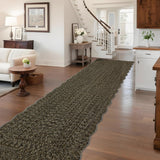Garvee Imitation Braided Collection-Print Hallway Runners 2x10 Washable Area Rug, Farmhouse Rustic, Non Slip, Soft Low Pile, Indoor Carpet Runner, Entryways, Laundry Room - Black & Brown