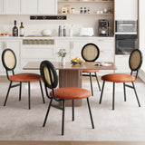 Garvee Dining Chairs Set of 4, Thicken Upholstered, Modern Design, Metal Legs, Natural Rattan, Ergonomic Backrests, Living Room-Brown - Brown