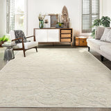 Garvee Area Rug 10x13 Bedroom Area Rug Large Area Rug Boho Tribal Area Rug Non-Shedding High-Low Pile Fluffy Rug Moroccan Accent Carpet Rug for Living Room Bedroom Nursery - Beige