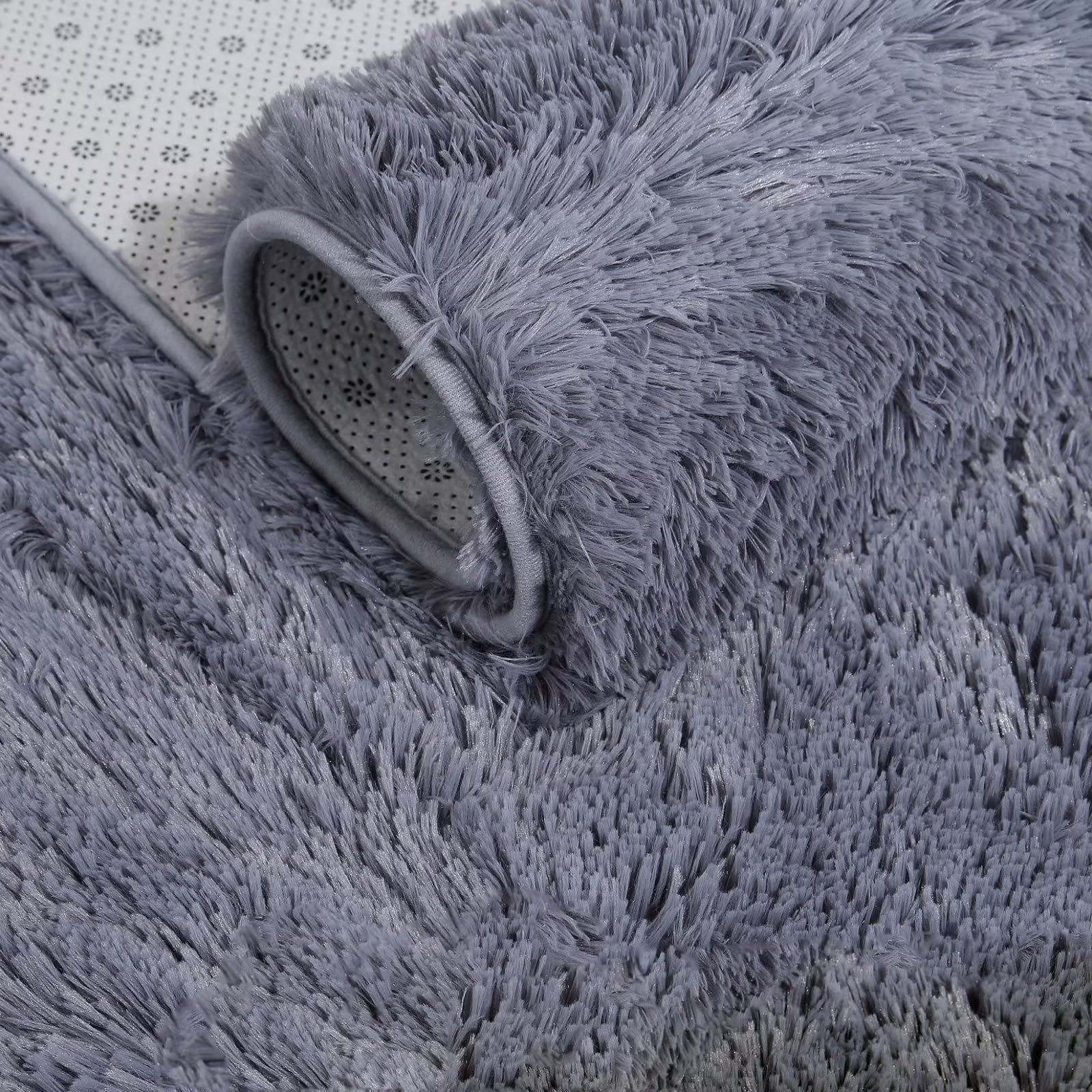 Garvee Fluffy & Sheepskin Pure Grey 2.6'-Round Area Rugs for Living Room Rug Super Soft Shag Rug for Bedroom Modern Plush Rugs Fluffy Carpets for Kids Boys Girls Room Decor Non-Slip Fuzzy Rug for Nursery