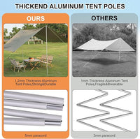 Garvee 10x9ft Camping Tarp - Waterproof Hammock Rain Fly with 2 Aluminum Poles, Lightweight Backpack Tent Tarp for Travel, Green