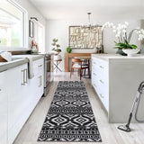 Garvee Boho Runner Rug 2x6 Washable Vintage Non Slip Indoor Entryway Rug Black - Black