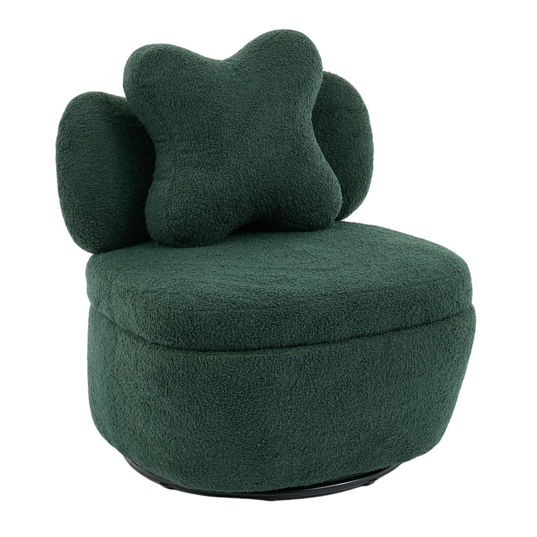 Garvee 360° Swivel Armchair with Storage, Teddy Velvet Accent Chair with Pillow, Ergonomic Design, 300 Lbs Capacity, Easy Assembly, Modern Lounge Chair for Living Room, Bedroom & Office, Green