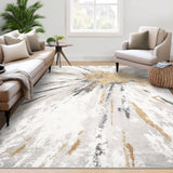 Garvee Area Rug 4x6 Washable Rug for Bedroom Non-Slip Throw Floor Carpet Indoor Stain Resistant Modern Abstract Area Rug Living Room Contemporary Rug Retro Accent Rug for Dining Room, Gray - Gray/Yellow