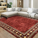 Garvee Bordered Red 8x10 Machine Washable Rug Modern Area Rug, Stain Resistant Non-Slip Accent Rug Minimalist Border Floor Cover Farmhouse Carpet Rug for Living Room Decor - Rust Red