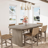 Garvee 63 Inch Oval Dining Table with Thick Sturdy Wooden Base for Kitchen and Living Room, Grey Walnut - Grey