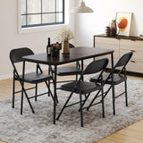Garvee Folding Chairs Set of 4, Foldable Chairs with Metal Frame Hold Up to 350 Pounds, Portable Black Folding Chairs Suitable for Dining Room, Living Room, Office, Camping - Black