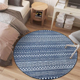 Garvee Moroccan Rug 4x4 Round Area Rug Machine Washable Boho Rug Small Circle Entryway Throw Carpet Non Slip Stain Resistant Floorcover Mat Farmhouse Rug Modern Carpet for Bedroom Living Room, Navy - Blue