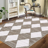 Garvee Area Rug 4x6 Washable Rugs Modern Trellis Rug for Living Room Distressed Geometric Area Rug for Bedroom Non Slip Office Rug Neutral Soft Nursery Rug Meline Checkered Rug Brown - Brown