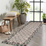 Garvee Floral Irregular Edge Carpet Non Slip Washable Boho Vintage Entry Rug 2x6ft Khaki - Khaki