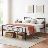 Garvee Full Bed Frame Platform with Headboard and Footboard Metal Bed Mattress Foundation with Storage No Box Spring Needed Black - Black