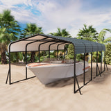 Garvee 12'x24' Military-Grade Anchored Metal Carport with Galvanized Roof 100MPH Windproof for Tractors Boats Cars Grey - Grey