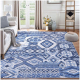 Garvee Living Room Rugs 8x10 Washable Rug Large Bedroom Rug Colorful Dining Room Rugs for Under Table Vintage Floral Printed Rug Oriental Distressed Low Pile Floor Carpet Aesthetic Accent Rug Blue - Blue