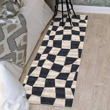 Garvee Dark Blue Washable Rug 2x6 Runner Rug Modern Checkered Rug Bathroom Rugs Non Slip Kitchen Rugs Entryway Rug Soft Distressed Runners Stain Resistant Carpet for Laundry Hallway Bedside - Dark Blue