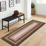 Garvee Bordered Crimson/Earthy 2x8 Washable Runner Non Slip Braided Print Low Pile Rug Kitchen Hallway - Crimson/Earthy