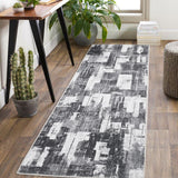 Garvee Area Rug 2x6 Washable Rugs for Living Room Modern Ombre Bedroom Rugs Abstract Office Rug Non Slip Neutral Soft Nursery Rug Low Pile Farmhouse Floor Cover Black Grey - Black Gray