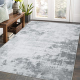 Garvee Washable Rugs 4x6 Rug for Living Room Modern Rug Non Slip Small Bedroom Rug Distressed Rug Soft Faux Wool Low Pile Stain Resistant Carpet for Office Nursery Dining Room 4'x6' Light Grey - Light Gray