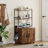 Garvee Cat Litter Box Enclosure + Hidden Cat Washroom + MDF Panel + 3 Shelves + Door + Indoor Cat Cabinet + Brown - Retro Brown