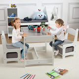 Garvee 3 in 1 Kids Table & Chair Set with Storage Drawer, Wooden Activity Table for Toddlers Arts, Crafts, 2 in 1 Tabletop, Natural Material, Playroom Furniture for Home & Kindergarten - Grey Color - Grey