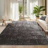 Garvee Washable 5x7 Area Rugs Modern Abstract Indoor Non Slip Low Pile Black Grey - Black Gray