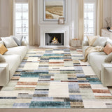 Garvee Large Living Room Rugs 8x10 Area Rugs Machine Washable Modern Geometric Neutral Rug Non Slip Low Pile Multi - Colorful