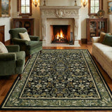 Garvee 5x7 Washable Boho Vintage Area Rug Non Slip Low Pile Stain Resistant Indoor Soft Large Carpet Green Black for Living Room Bedroom Dining Office - Green Black