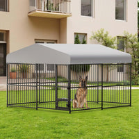 Garvee Large Outdoor Dog Kennel, Heavy Duty Dog Cage with Roof, Dog Kennel Galvanized Iron Dog House with Safety Locks, UV & Water Resistant Proof Cover, for Garden Backyard(10x10x6ft)