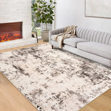 Garvee Washable Area Rug Vintage Foldable Thin Soft Low-Pile Non-Slip Stain Resistant Carpet Indoor Living Room Bedroom Dining Room Hallway Entryway Brown 10x13 - Brown