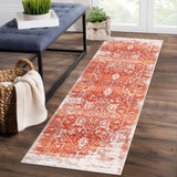 Garvee Runner Rug 2x6 Machine Washable Hallway Rug Vintage Area Rug Non-Slip Distressed Throw Floor Carpet for Kitchen Laundry Room Bedroom, Orange - Orange