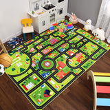 Garvee Kids Carpet 3x5 Children Rug Playmat Rug City Life Carpet Learning Exercise Mat Educational Car Rug Play Game Rug for Baby Toddler Boy Bedroom Playroom - Green