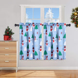 Garvee Cafe Curtains 36 Inch, Christmas Snowman Printed Rod Pocket Short Window Curtains, Multicolor Xmas Tree and Snowflake Print Kitchen Window Curtain Sets for Bathroom, 27" x 36", Set of 2 - Light Blue/Green/Red