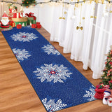 Garvee Christmas Runner 2x10 Snowflake Washable Rug Runners Non Slip Vintage Red Blue for Hallways Kitchen Bedroom - Blue