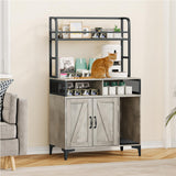 Garvee Cat Litter Box Enclosure, 3 Shelves, Modern Style, Hidden Litter Box Furniture with Storage and Doors, Grey - Grey( With cat litter mat)