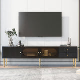 Garvee TV Stand With Storage Cabinet Drawers For TVs Up To 80" Black 66.90x13.80x19.70 Inches Easy Assembly - Black