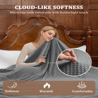 Garvee Heated Blanket Throw, Waffle Electric Throw Blankets with ETL Certified, Soft Flannel Heating Blanket for Couch, 4 Heat Levels, Auto Off, Machine Washable, Grey, 50" x 60"