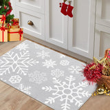 Garvee Christmas Door Mat 2x3 Mat Xmas Bathroom Rugs Non-Slip Kithcen Mat Washable Entryway Rug Small Dectorative Carpet Winter Doormat Rubber Back Snowflake Doormats for Indoor Outdoor 2'x3' Grey - Gray