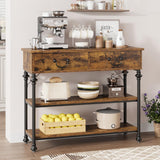Garvee Console Table with Drawers, Industrial Style, 39.4" Narrow Entryway Table, MDF Wood & Metal, 3-Tier Storage, Adjustable Footpads, Perfect for Living Room, Foyer, Bedroom - Retro Color