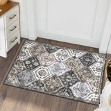 Garvee Moroccan Trellis Area Rug, 2x3 Entry Rug Non-Slip Washable Indoor Door Mat, Small Oriental Accent Soft Throw Rugs for Bedroom Kitchen Entryway Bathroom Bedroom 2'x3' Grey/Brown - Gray-Taupe