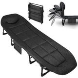 Garvee 79" Portable Folding Bed With Cushion And Pillow, Camping Cot For Adults, Lightweight, Black - Black