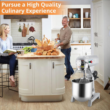 Garvee 15QT Commercial Food Mixer, Professional Large Stand Mixer With 3-Speed Adjustable, Heavy Duty Electric Dough Mixer for Restaurant Industrial Grade, Steel Bowl, Dough Hooks