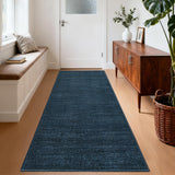 Garvee Washable Runner Rug 2x6 Modern Solid Color Kitchen Runner Mat Minimalist Plain Long Runner Rug for Entryway Bedroom Bedside Non Slip Low Pile Boho Accent Solid Runner Rugs for Nursery, Navy 2'x6' - Blue